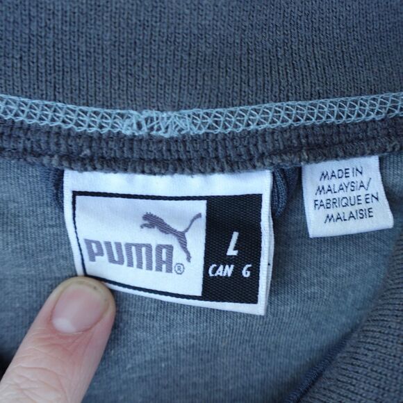 Puma Jacket Mens L Gray Color Block Logo Spell Out Full Zip Track Active Workout - Picture 3 of 9